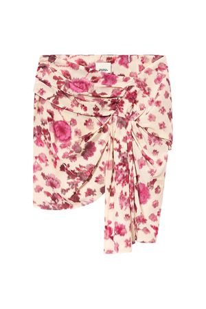 Gonna Corta Drappeggiata Ovia In Seta Stretch Con Stampa ISABEL MARANT | JU0422FCD1J11I40PK